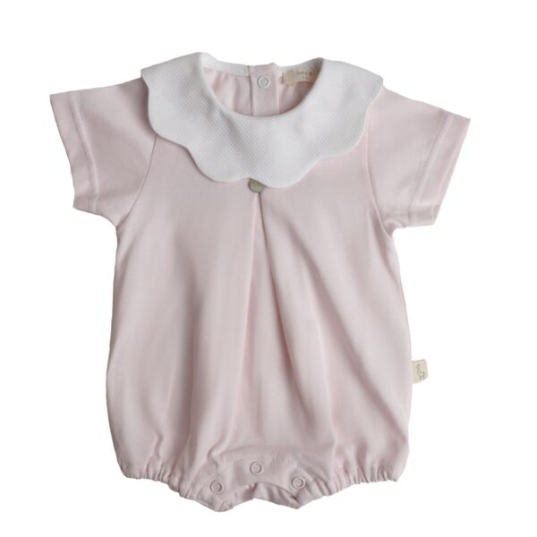 Baby Gi Pink Romper with Pique Collar